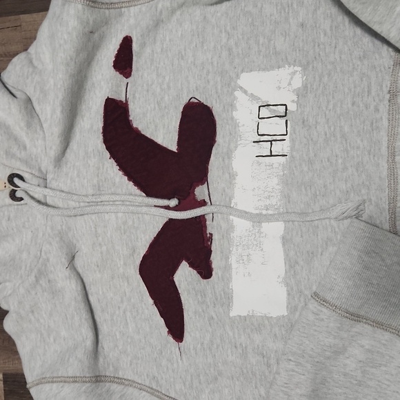 Hollister Hoodie Gray with Burgundy & White  HCO Logo Size Medium Unisex - Picture 2 of 5